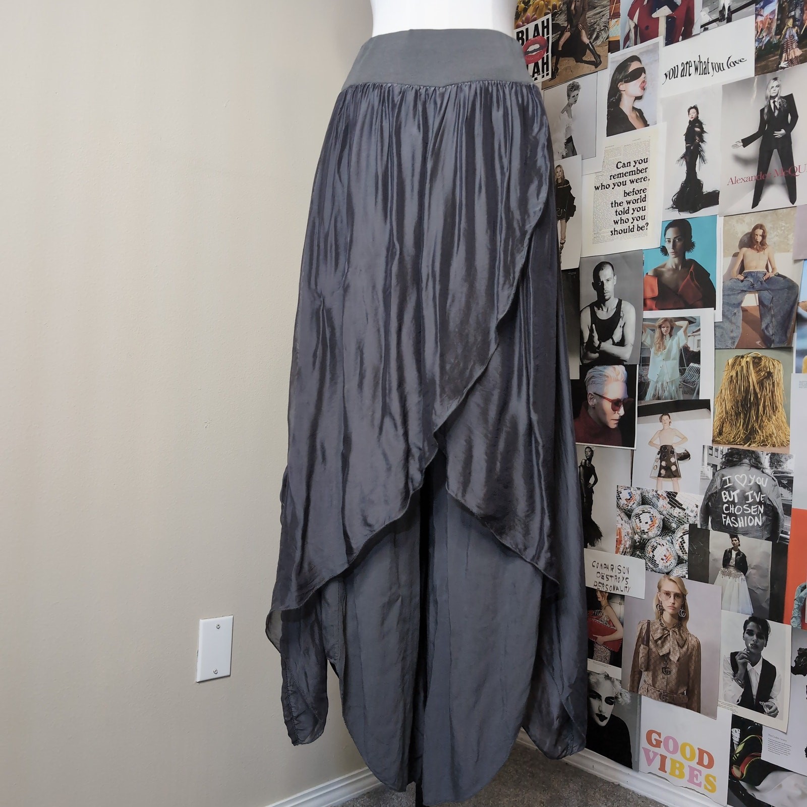Gray Asymmetrical Y2k Italian Pants