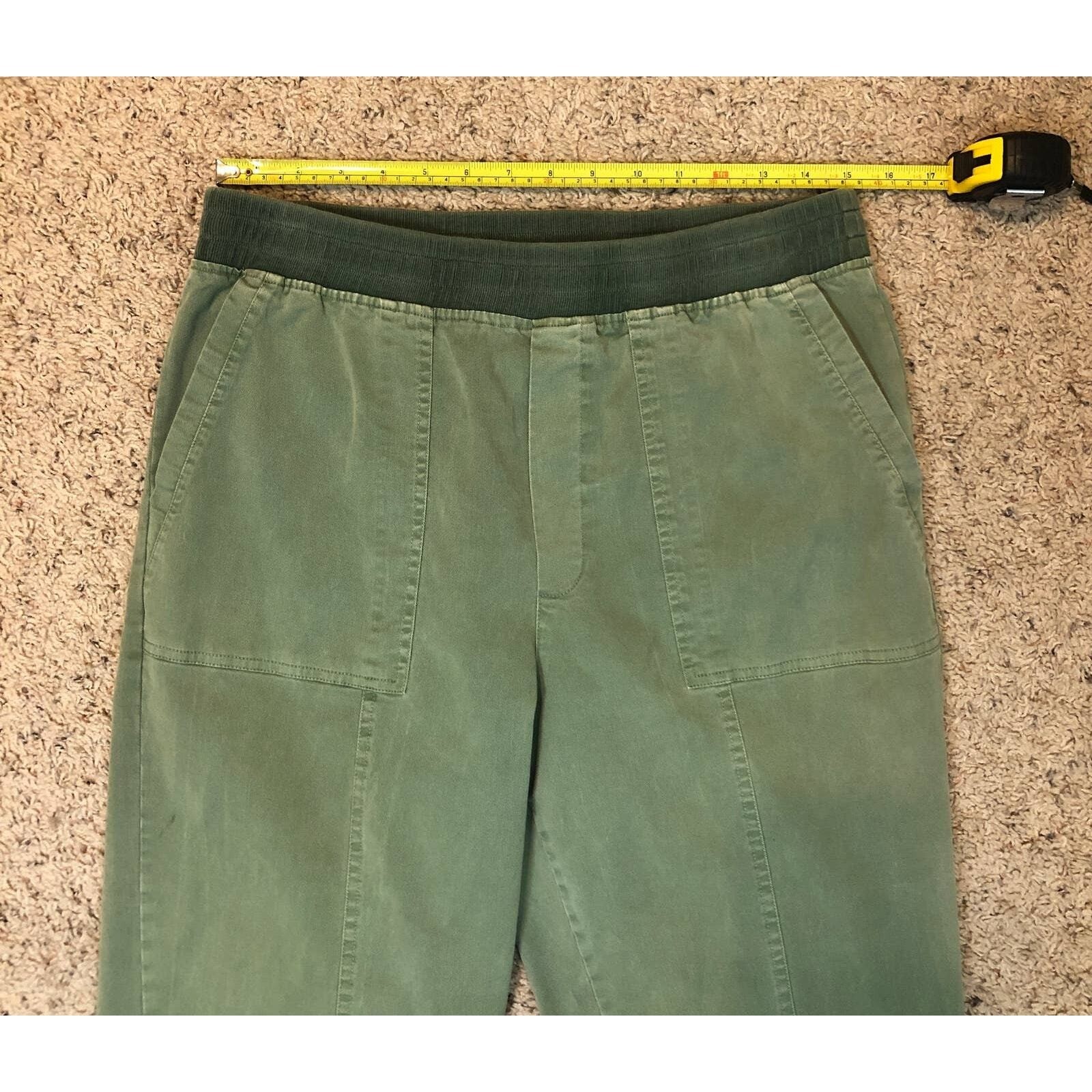 Soft Surroundings Medina Pants Roll Tab Hem Lyocell Cotton Blend Green Sz Medium