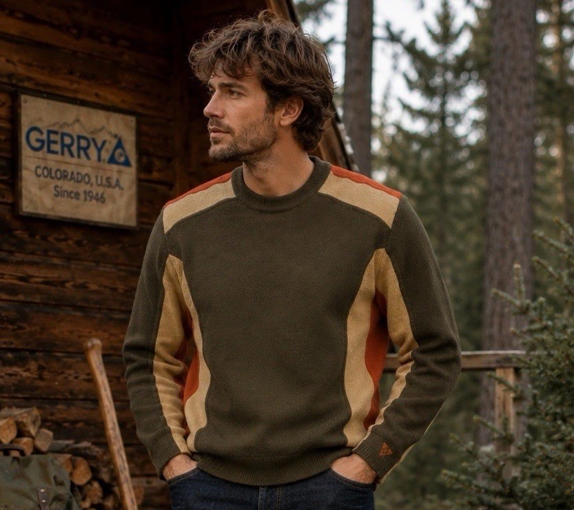 Vintage 60s-70s GERRY Mountaineering Outdoors Brown Wool Knit Jumper Sweater S