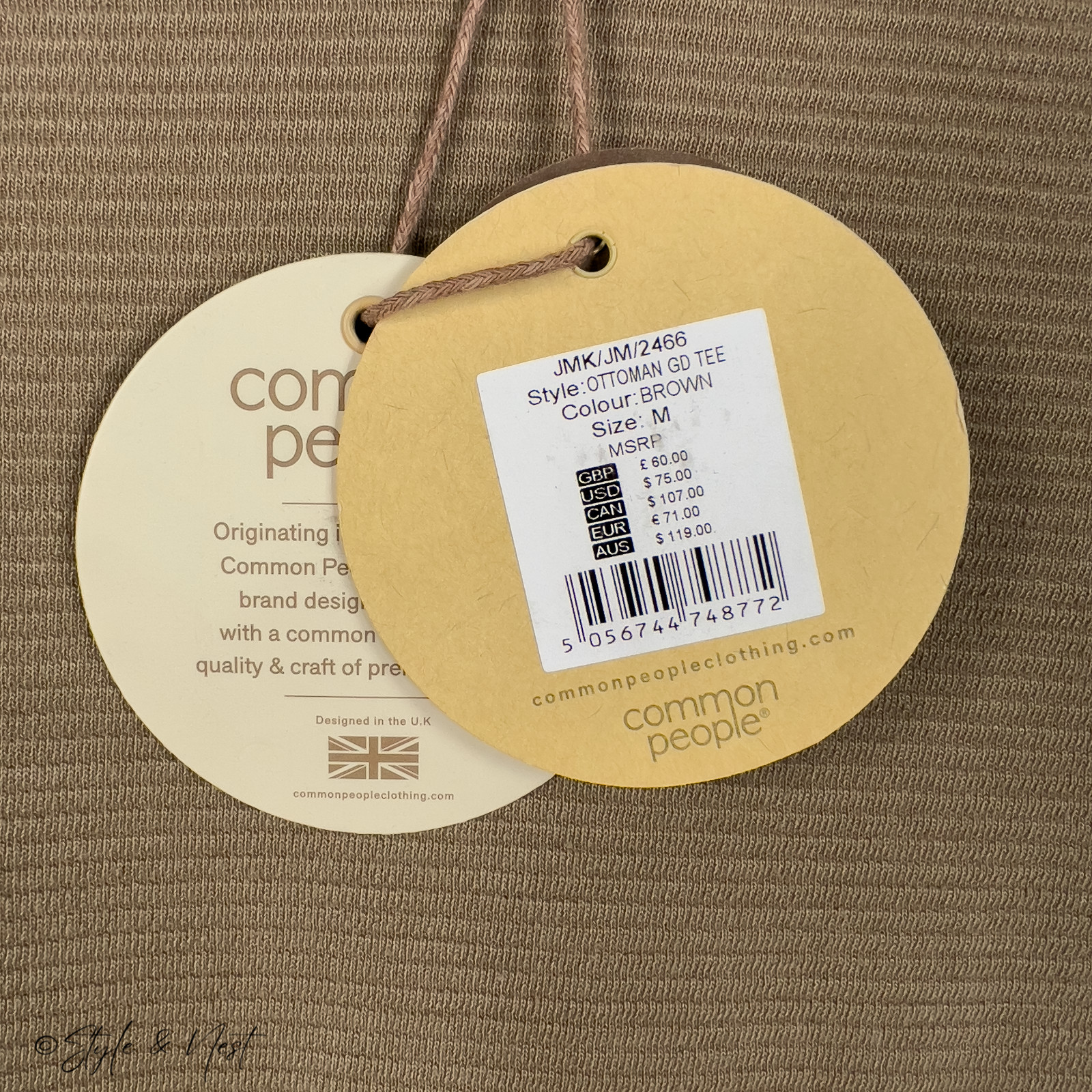 Common People Waffle Knit Tee Medium Coco Brown Cozy Ribbed