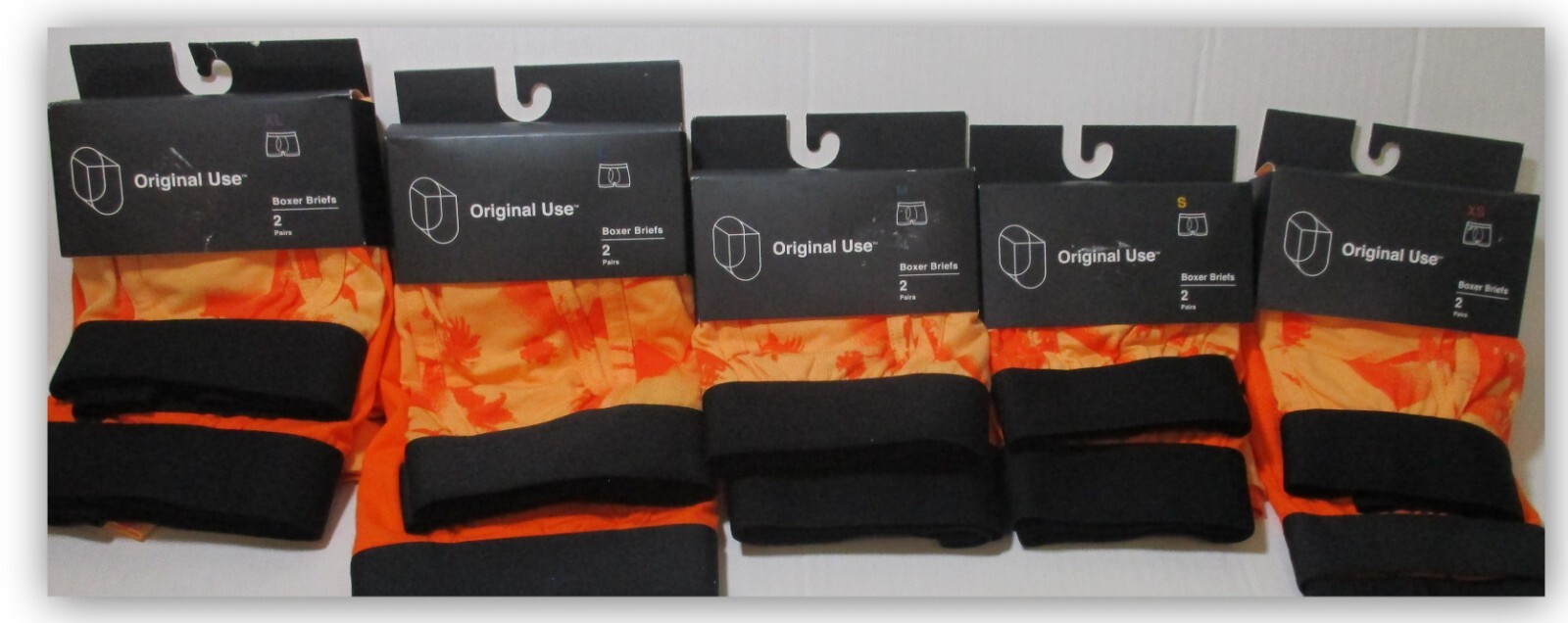 BOXER BRIEFS 2pk Palms Beach Print & Orange soft stretch Knit fabric Original U