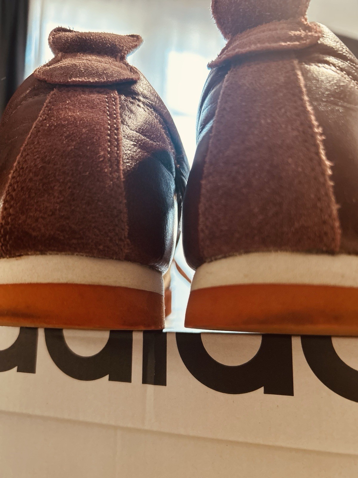 Men’s Vintage Adidas UFO Samba Brown Orange Leather Sneakers US 9.5 Rare 2004