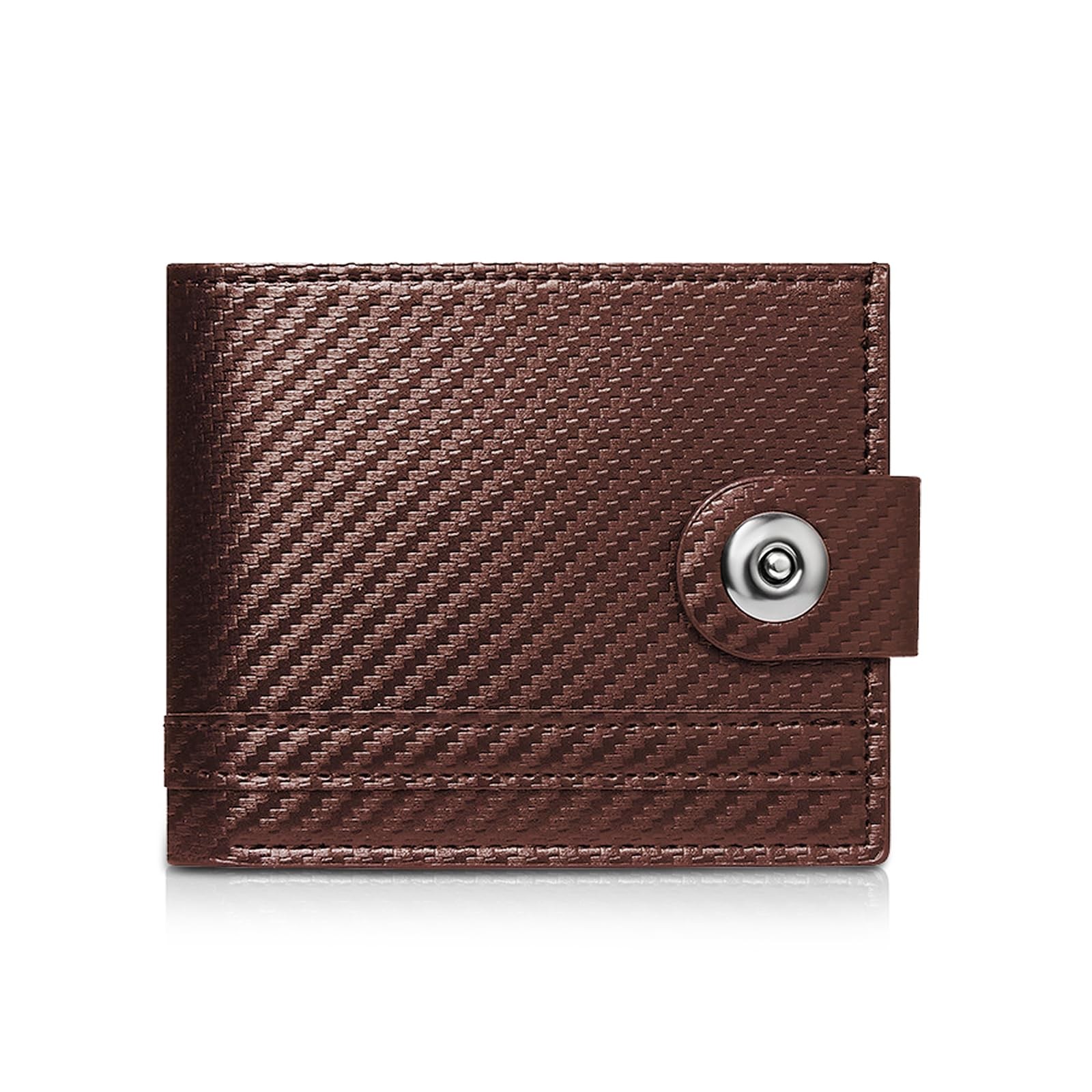 AfitLulu Slim Wallet for Men, PU Leather Bifold 4.7*3.9*0.6 inches, Coffee