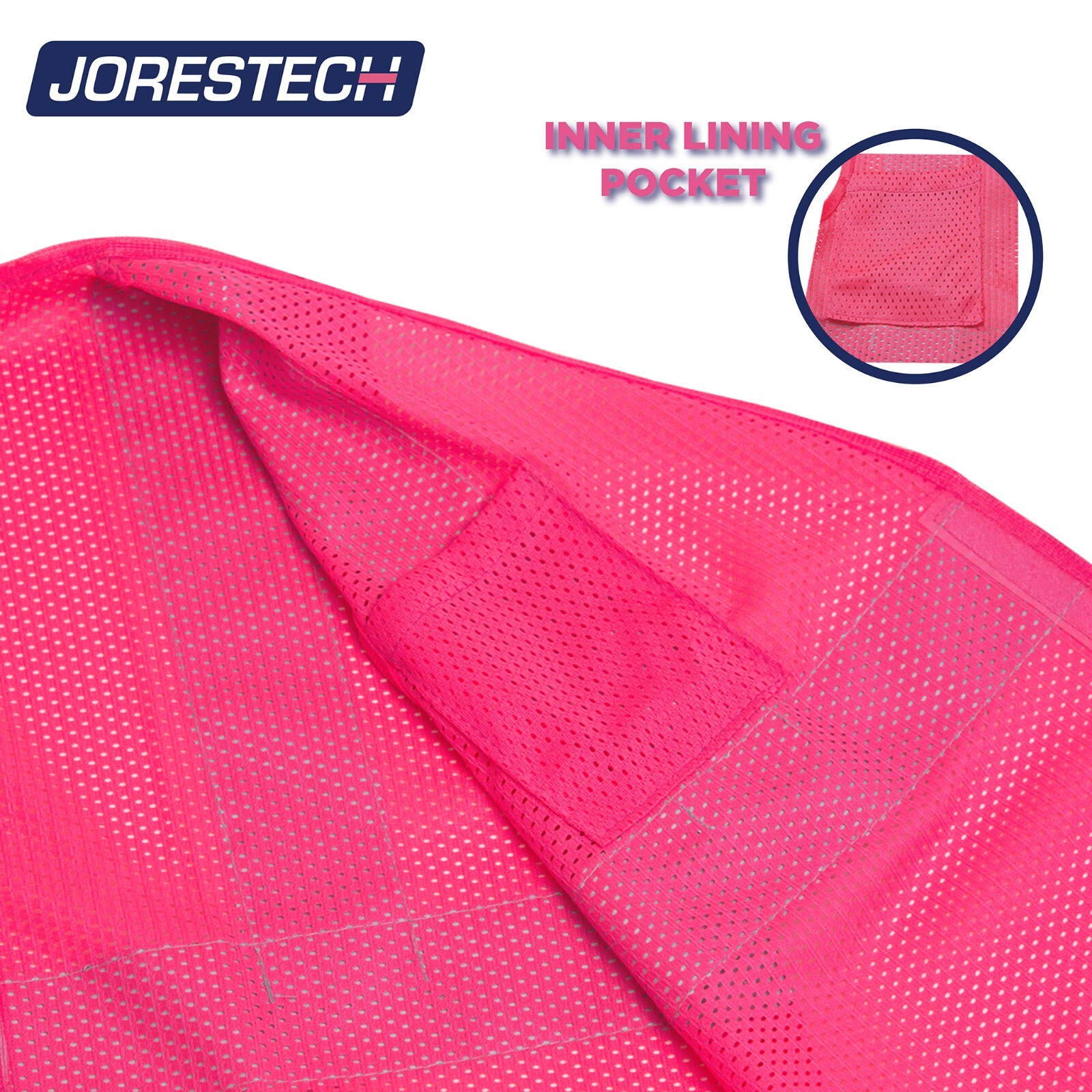SAFETY VEST PINK Reflective Tape/ High Visibility JORESTECH