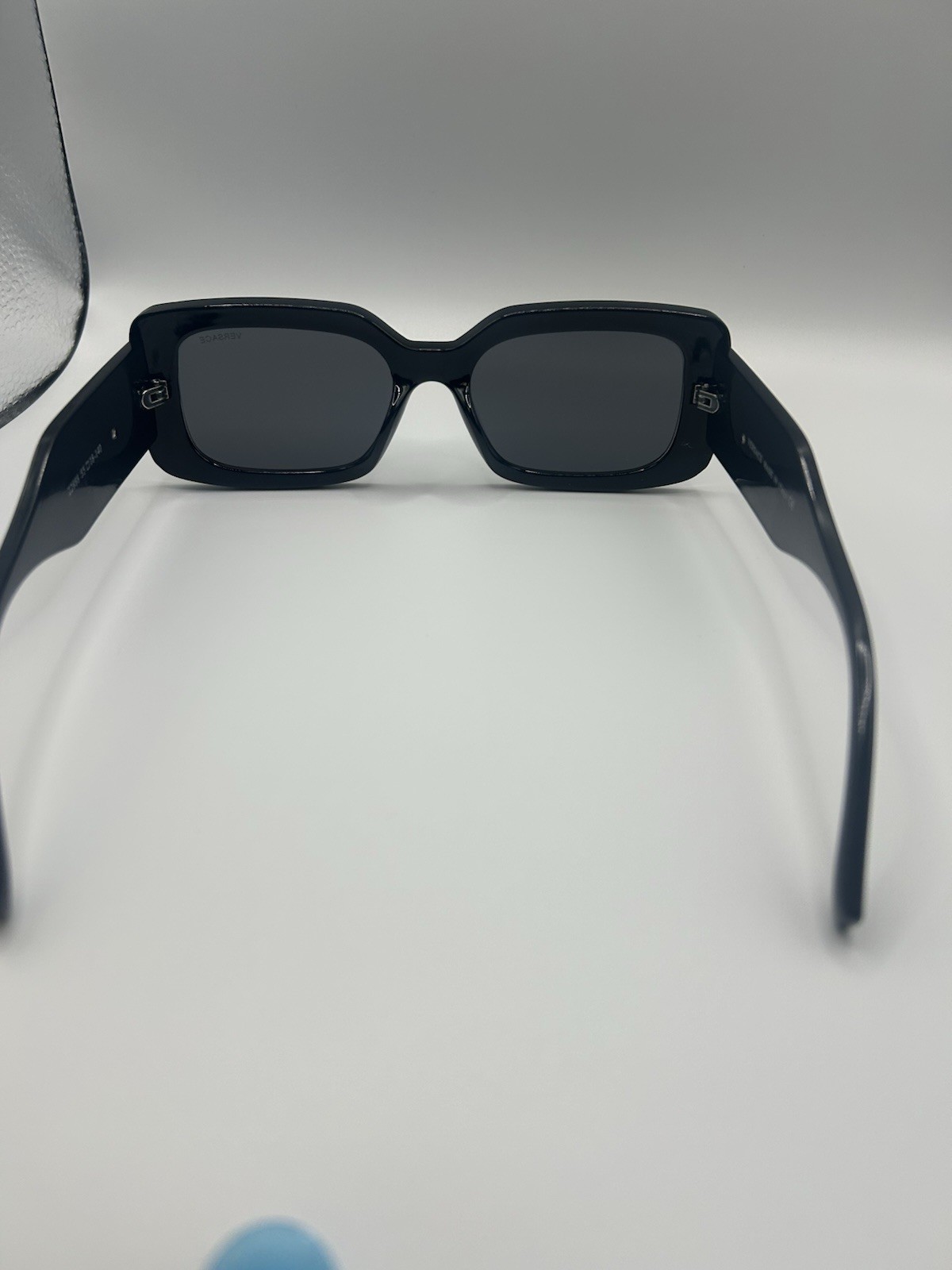 Versace 22888 Rectangle Sunglasses Black Plastic Frame Tinted UV Logo 140mm