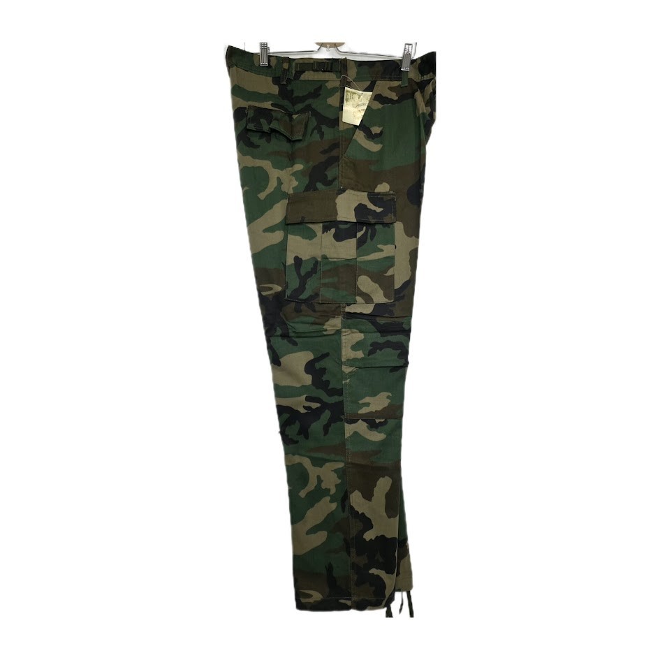 Vintage Woodland Camouflage BDU Cargo Pants 6-Pocket Military Tactical Utility