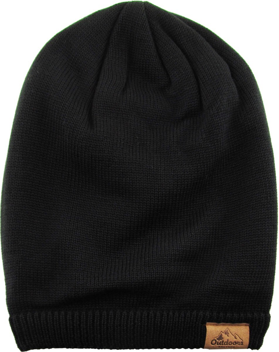 KB ETHOS Oversized Slouch Sherpa Fleece Fur Lined Black Winter Beanie Hat