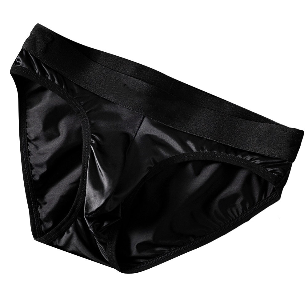 Mens Ice Silk Briefs Underpants Satinlike Stretch Bulge Pouch Low Waist