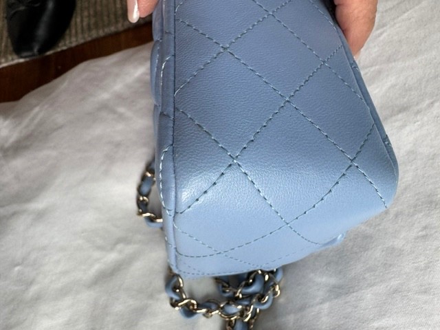 Chanel Classic mini Rectangular turquoise blue Caviar Gold Hw Bag