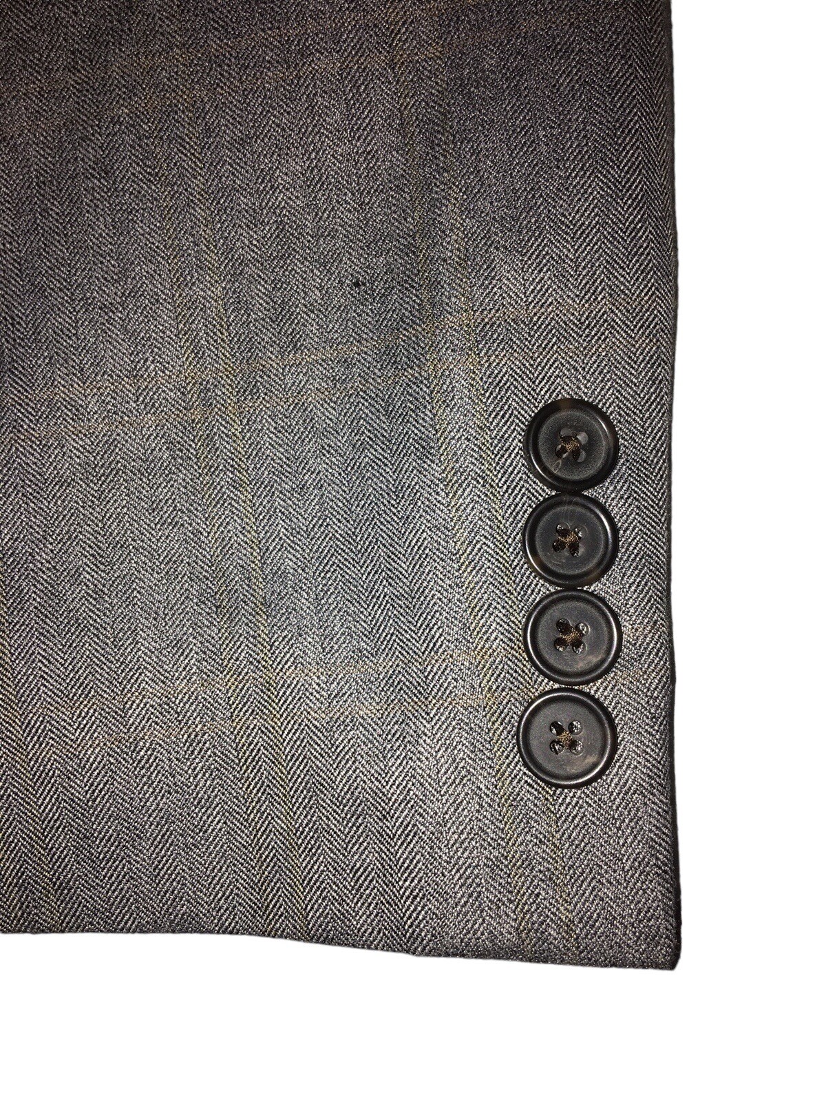 Lauren Ralph Lauren Mens Gray/Brown Herringbone Poly Blend Sport Coat Blazer 48L