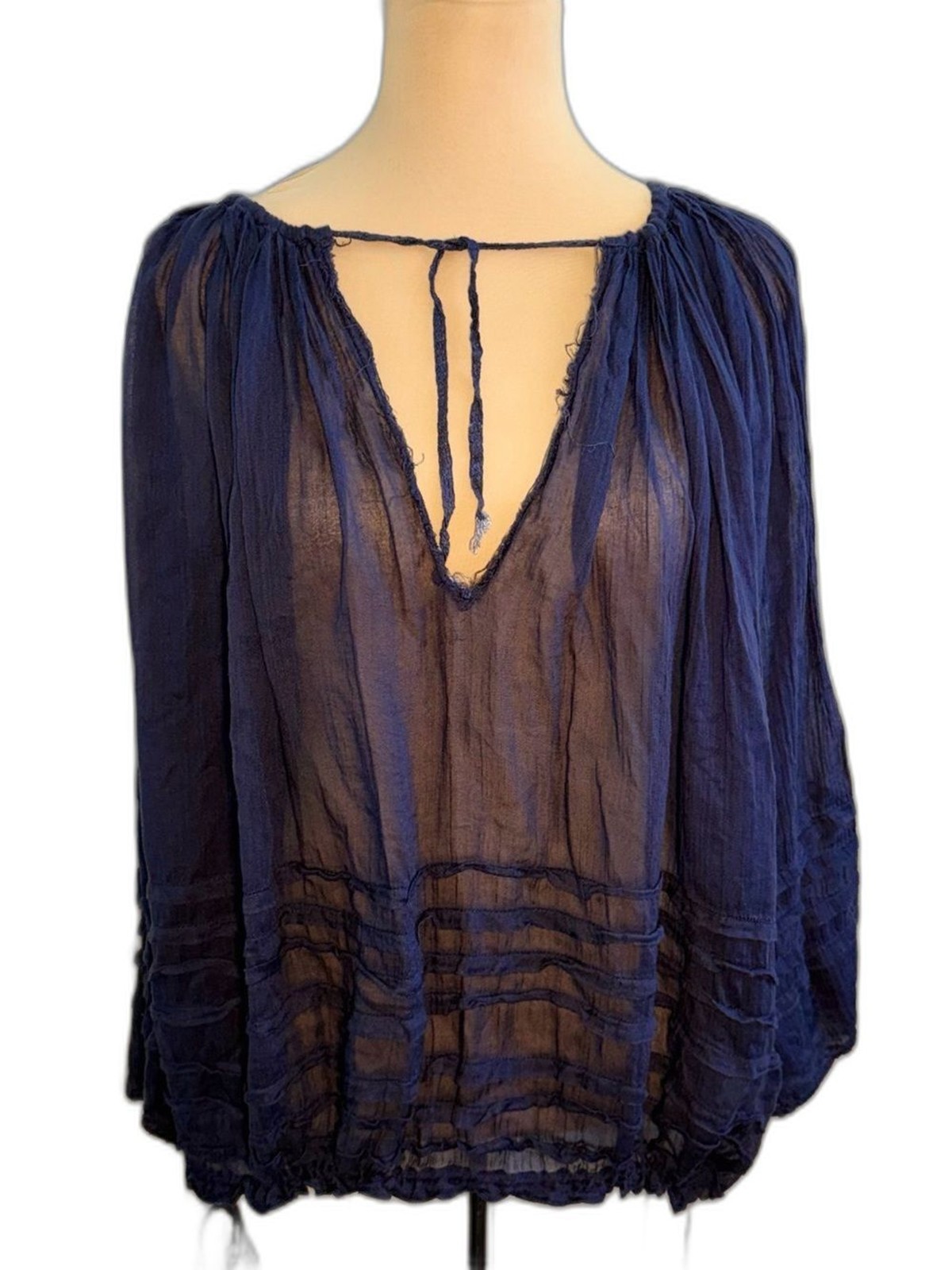FP One Tie That Binds Oversized Boho Sheer Gauze Top Sz XS/S