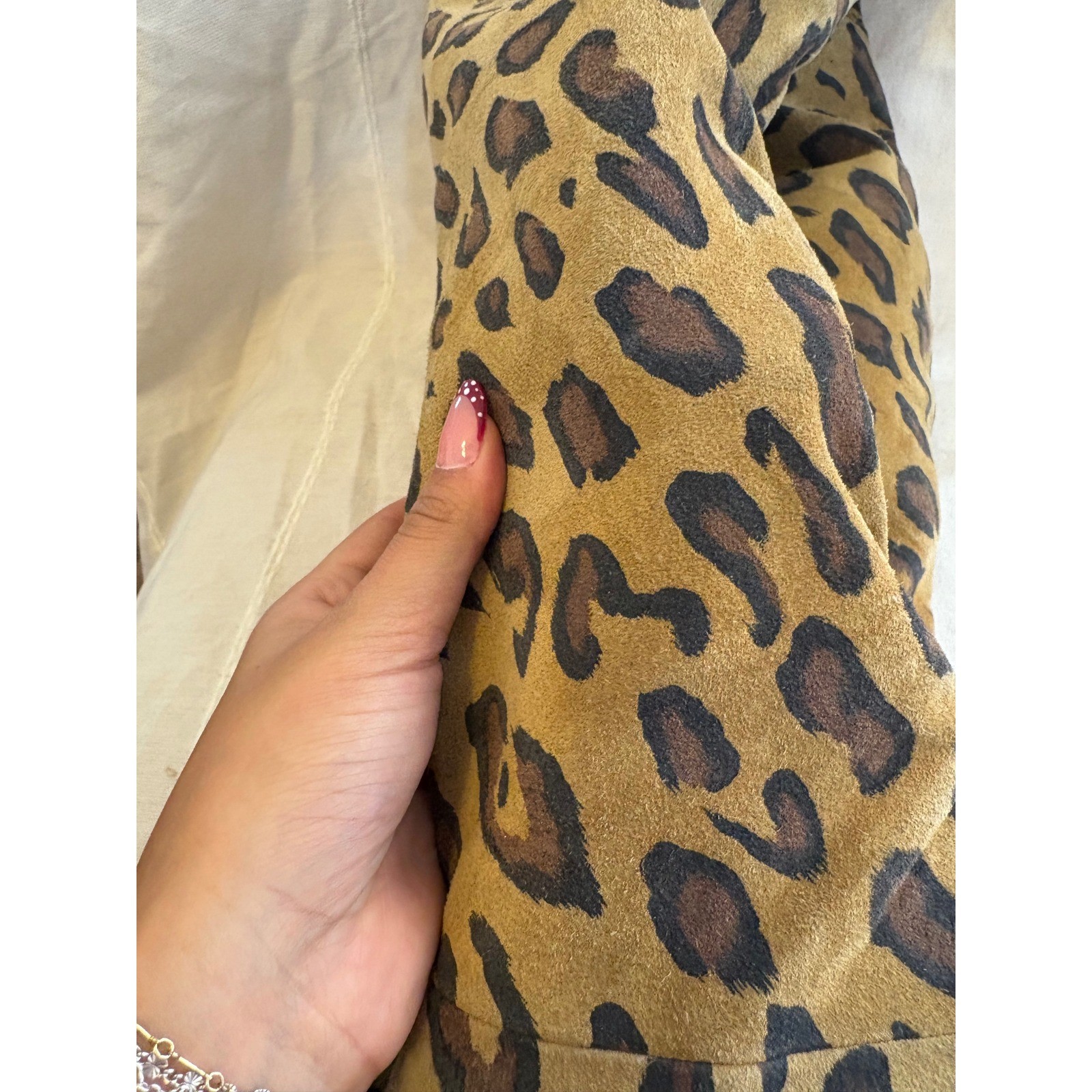 Vintage Made in Italy Leopard Print Suede Over the Knee Flat Boots Size 36