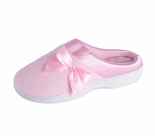 KushyShoo Cozy Wome Slippers, Indoor Outdoor House Shoes with Non-Slip Sole,PinK