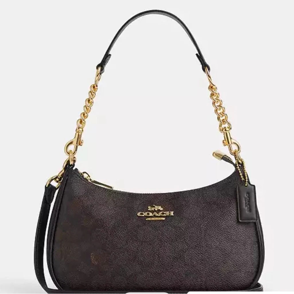 NWT COACH CA548 Teri Shoulder Bag In Signature Canvas/Gold/Brown Free
