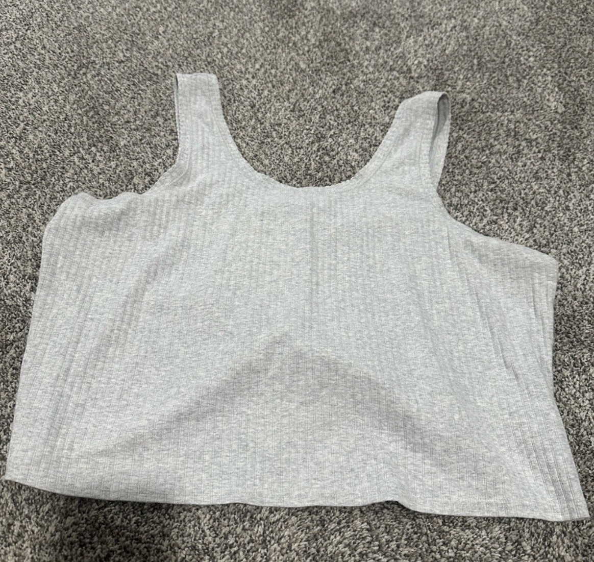 Old Navy Women’s 2XL Gray Ribbed Knit Tank Top Scoop Neck Wide Strap Stretch