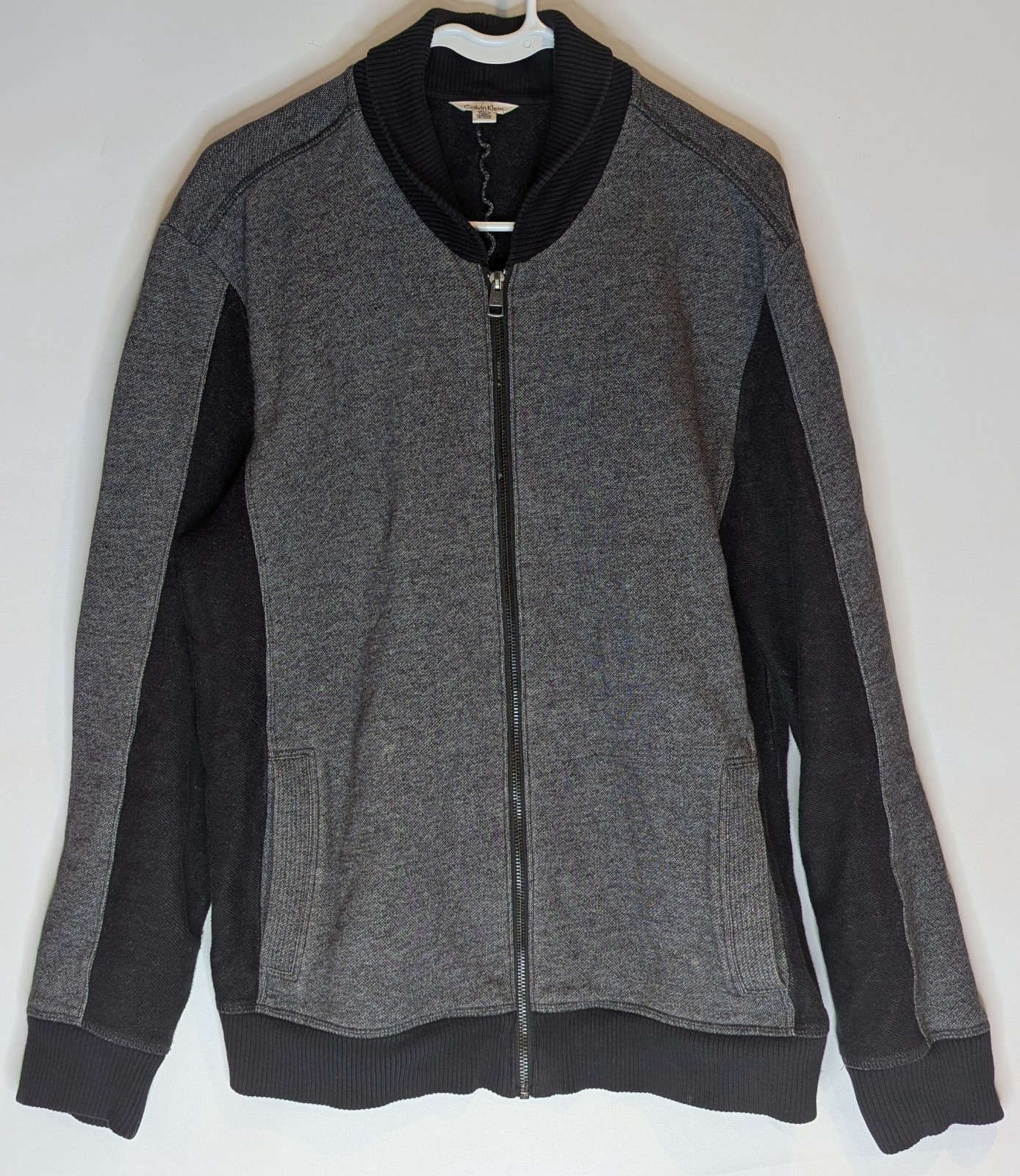Women’s Calvin Klein Grey/Black Colorblock Bomber Style Cotton Jacket