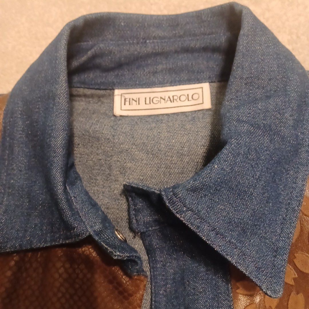 Denim And Leather Jacket Fini Lignarolo Size 4 Made In USA