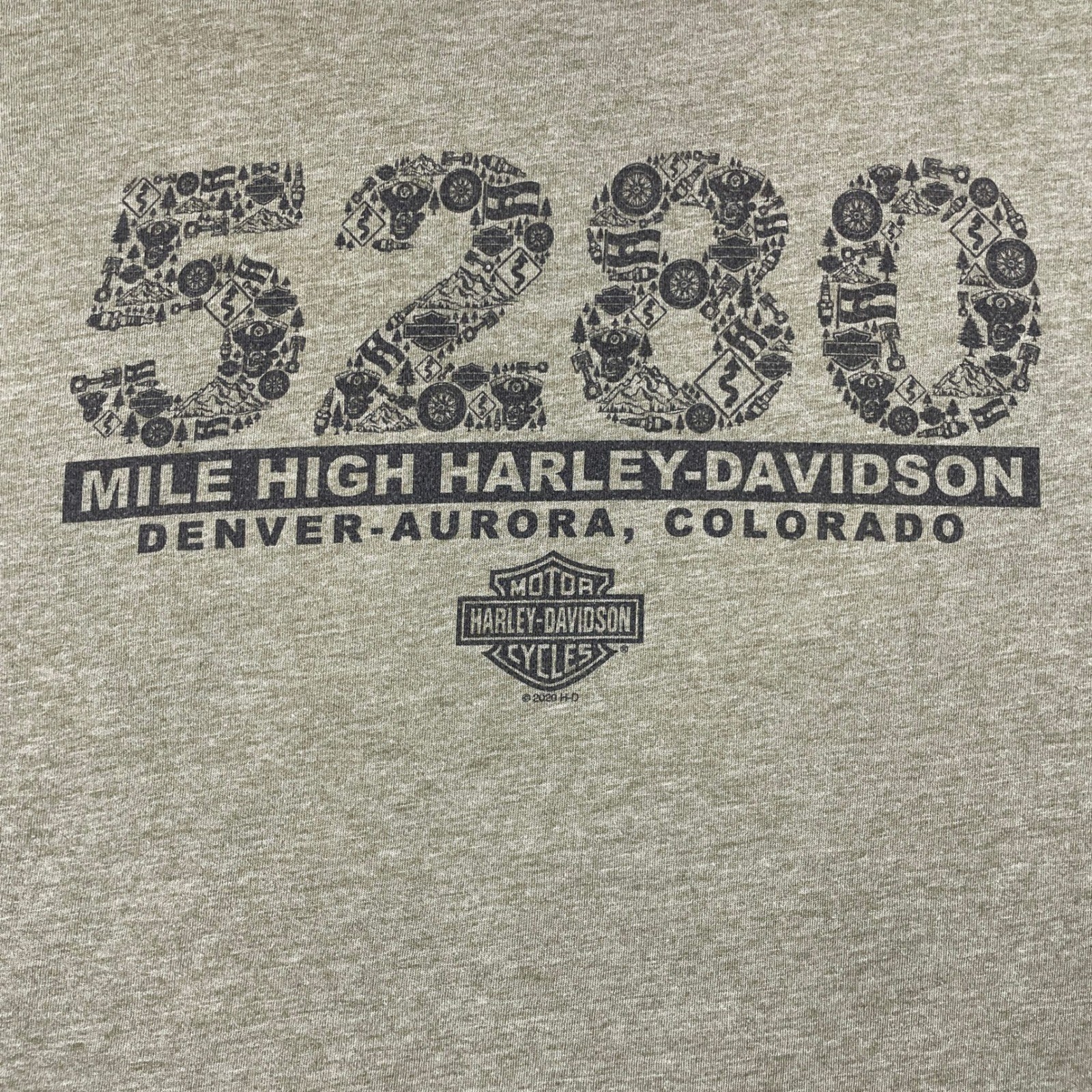 Harley-Davidson Mile High T-Shirt Mens XL (No Tag) Green Denver Aurora 5280 Tee