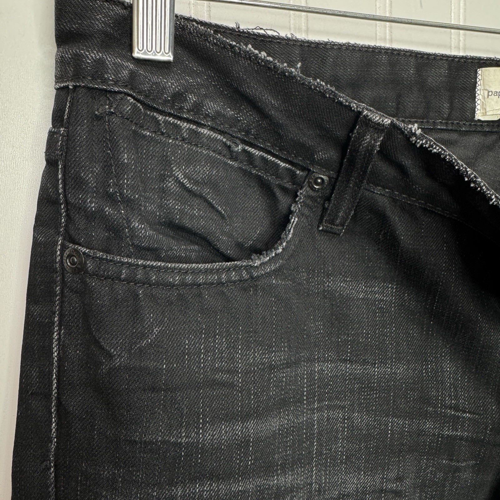Paper Denim & Cloth Jeans “Eclipse” Black Flare Distressed Low Rise Cotton USA