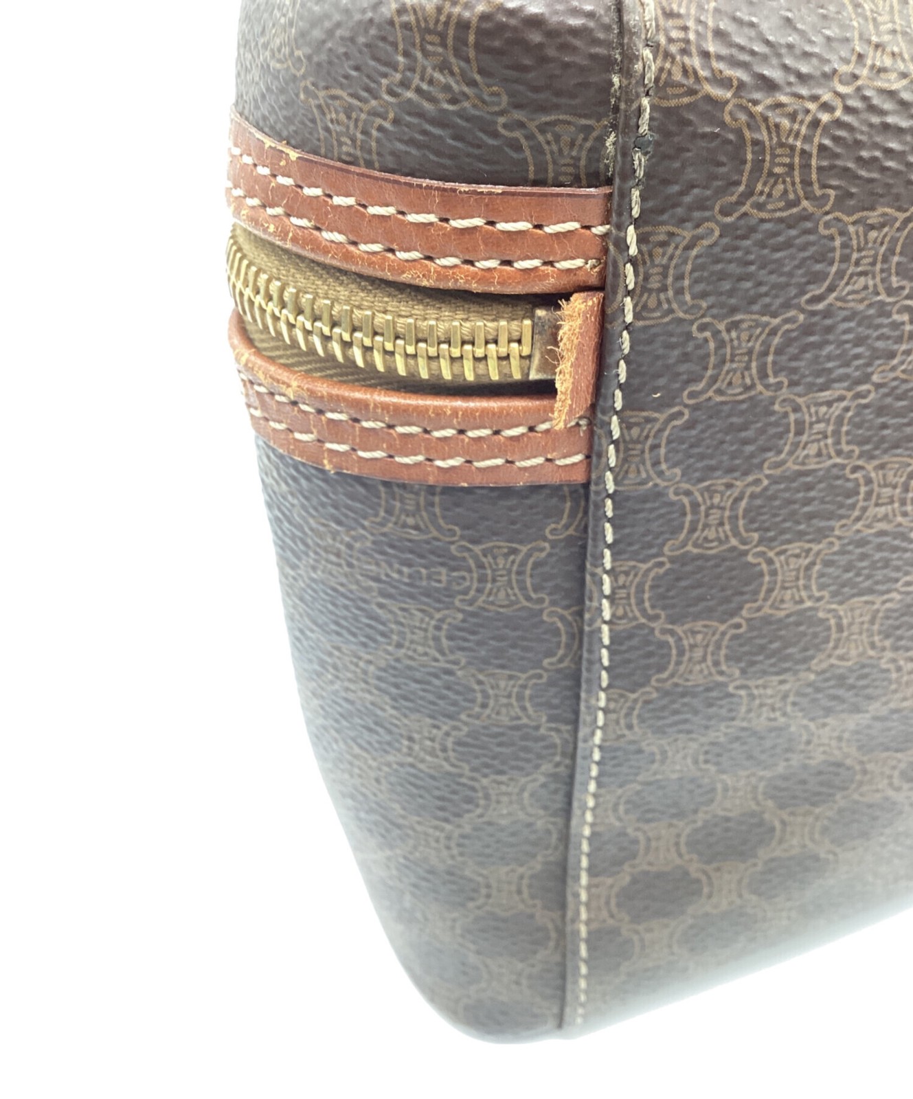 CELINE Vanity Bag Macadam Pattern Handbag Brown All-Over Print MC96 Women’s Auth