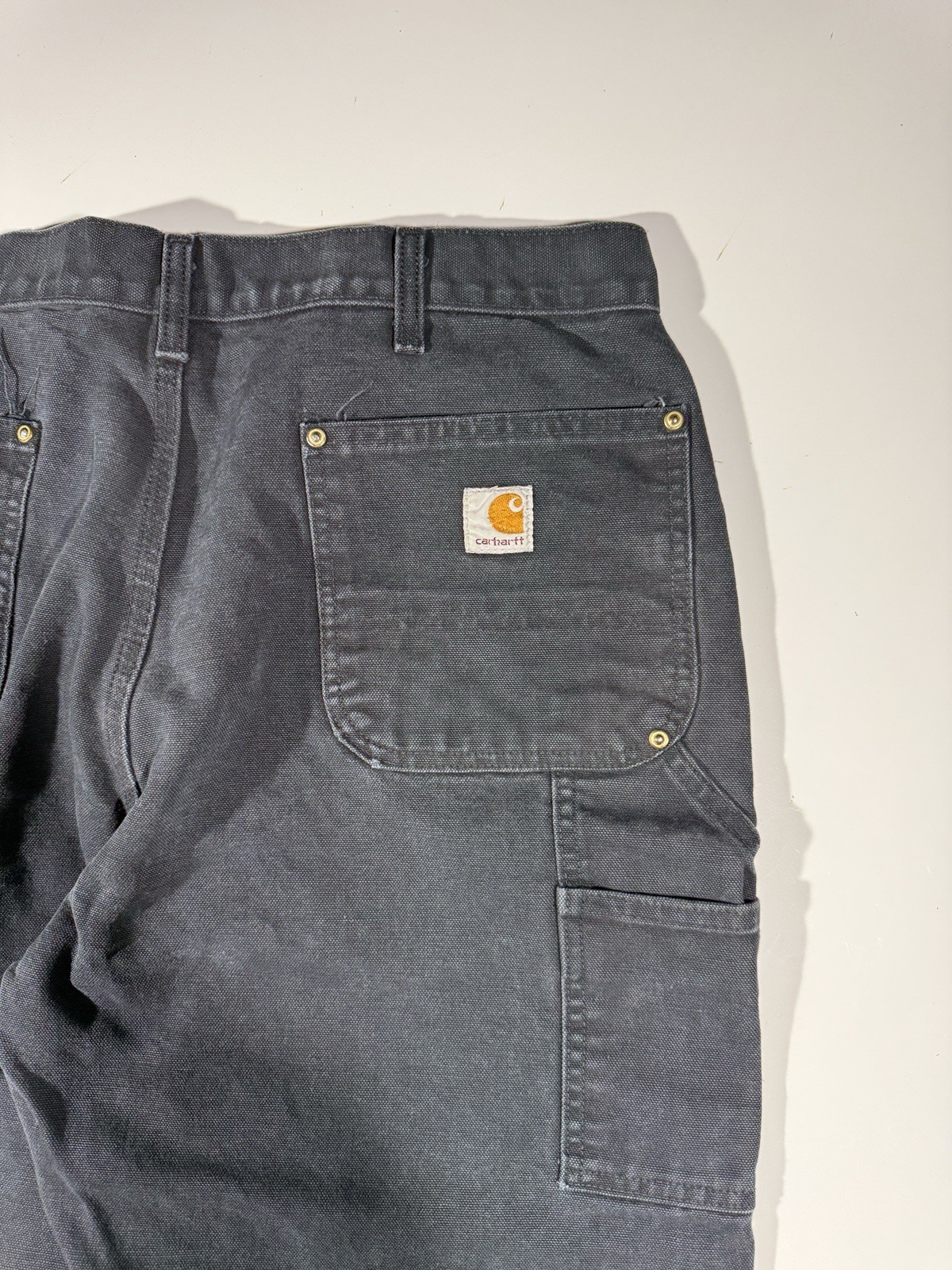 Carhartt Double Knee Pants Mens 34×31 Black Duck Canvas Workwear Utility B01 BLK