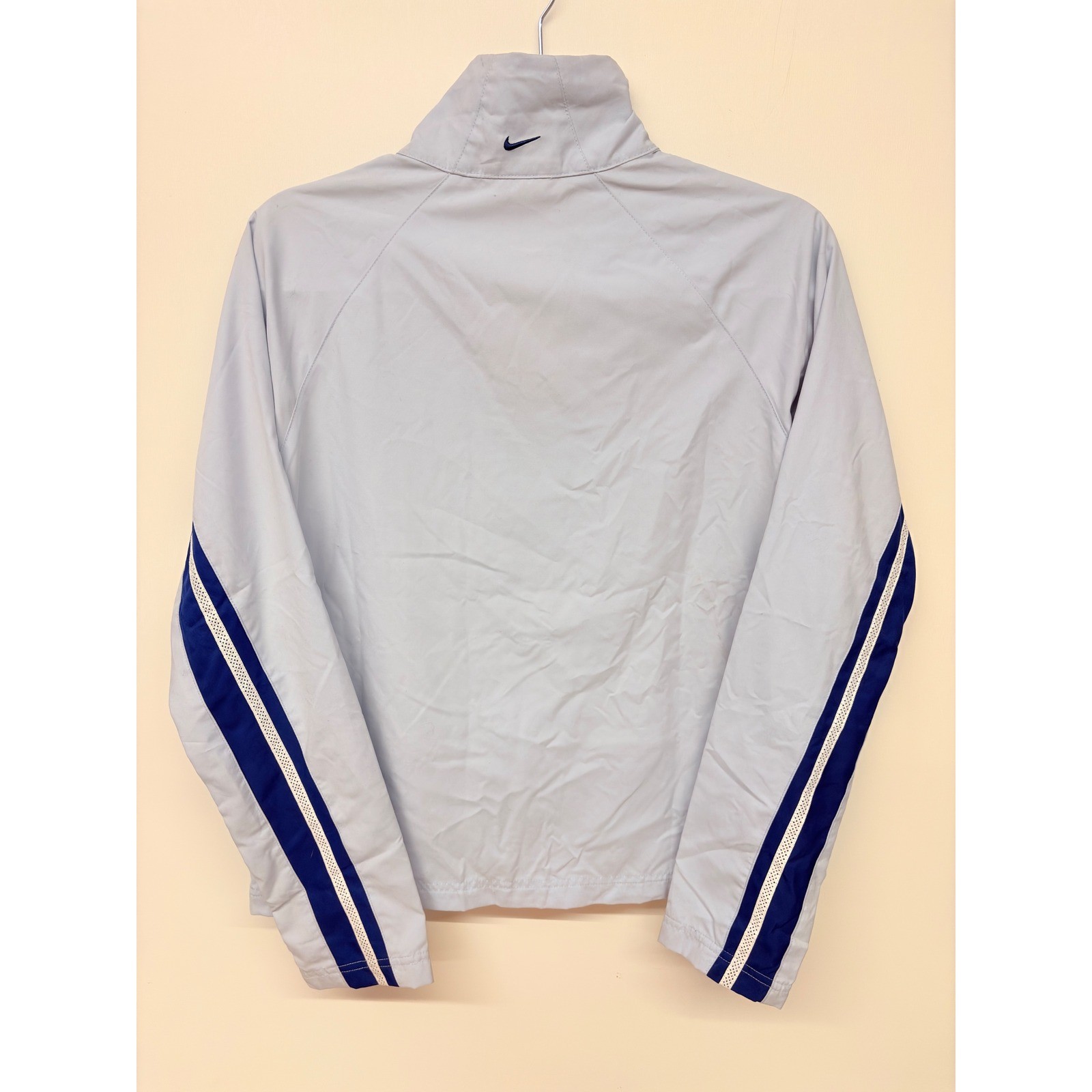 NWT Nike Sporty Windbreaker Jacket Womens M Blue Mesh Stripe Gorpcore