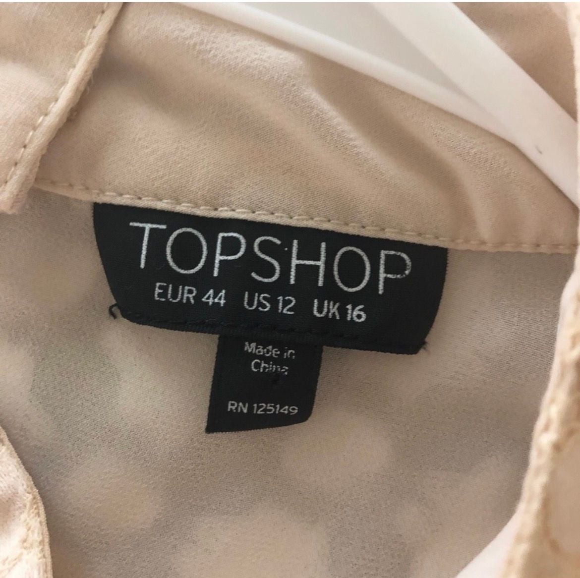 Topshop Cream Chiffon Blouse with Lace Panel Inset and Button Cuffs