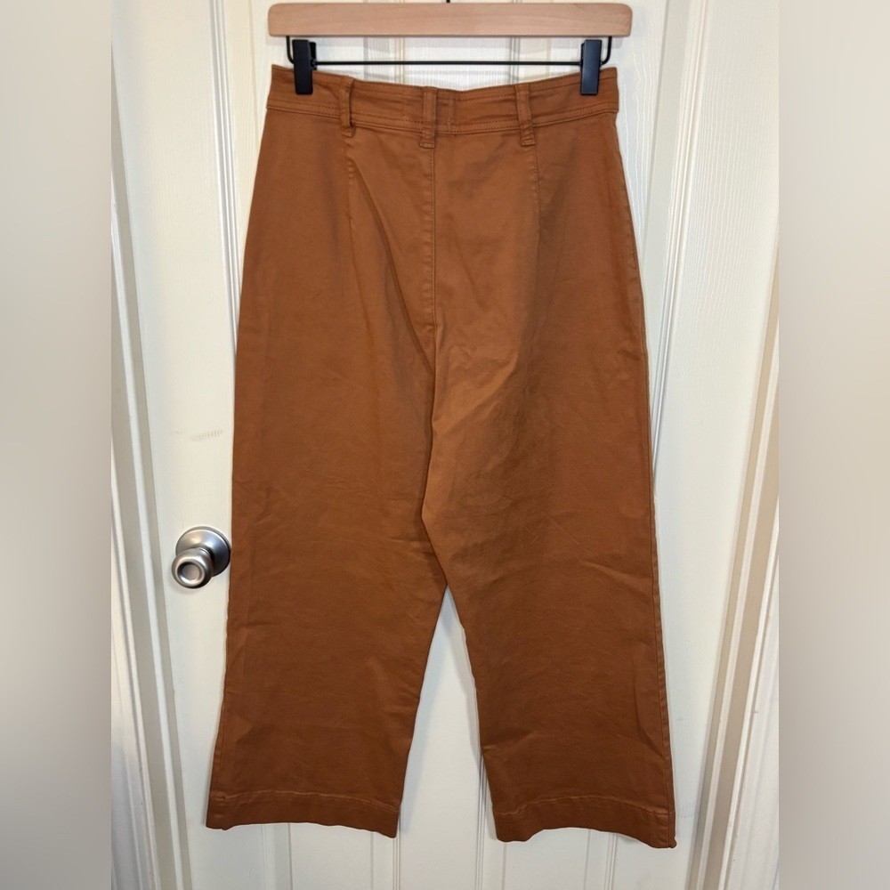 Marine Layer Bridget Wide Leg Crop Pants Rust Brown 10 Petite