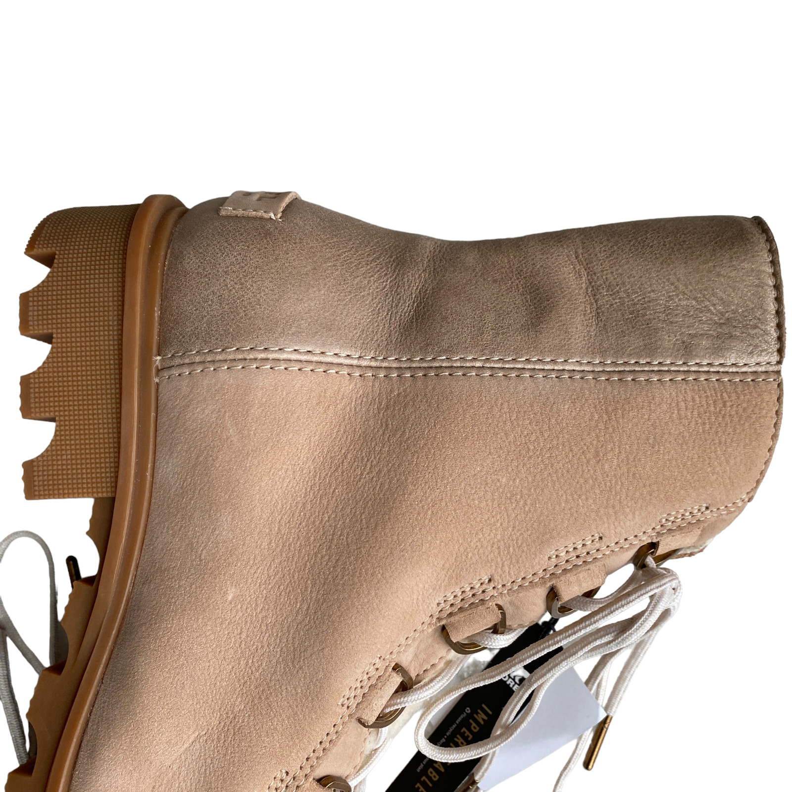 Sorel Sz 11 Phoenix Lace Lux boots New Tan Gold with Shearling Tongue Waterproof
