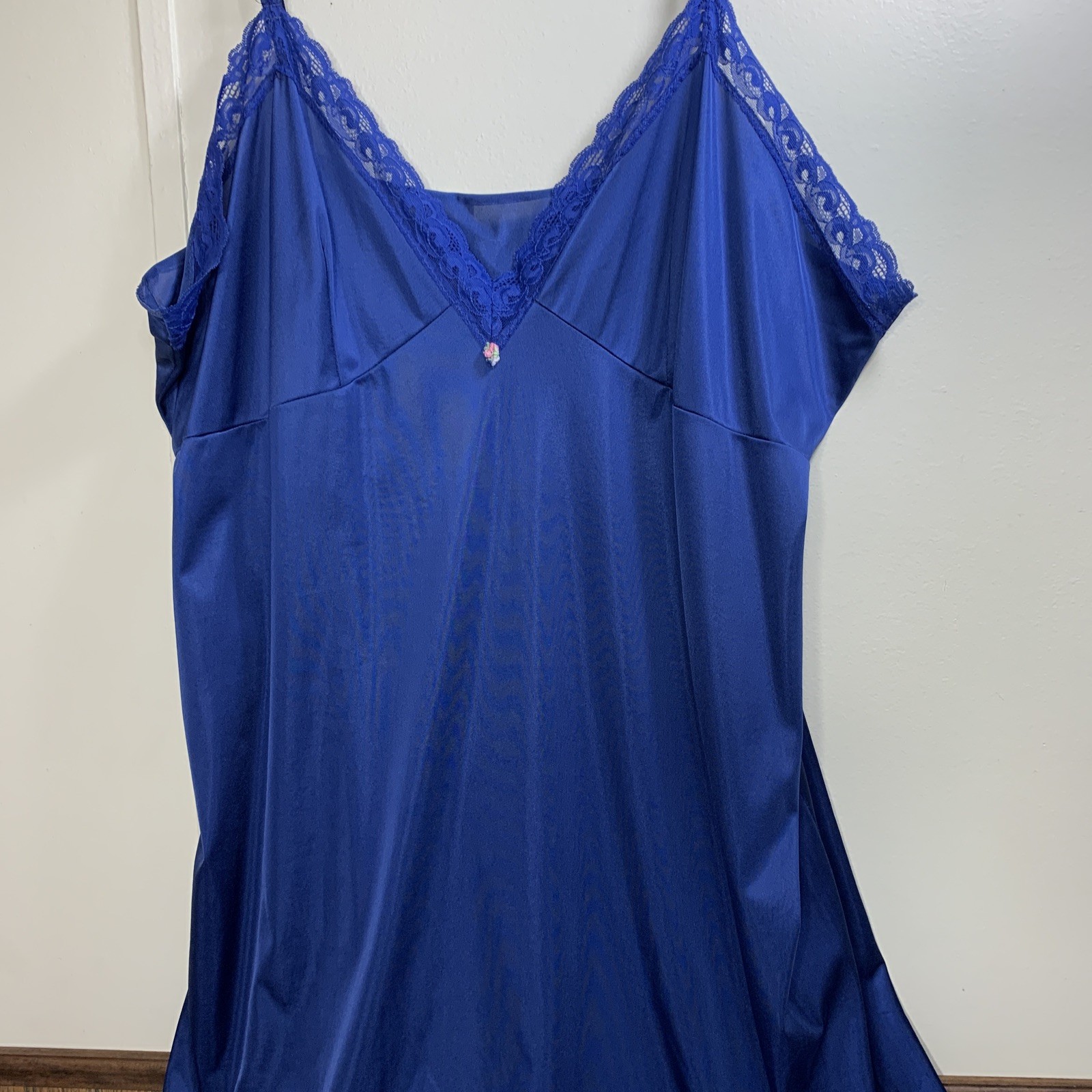 Nylon Slip Dress Plus XXL Size 54 Ribbon Bow Lace Tiered Prairie Ruffle