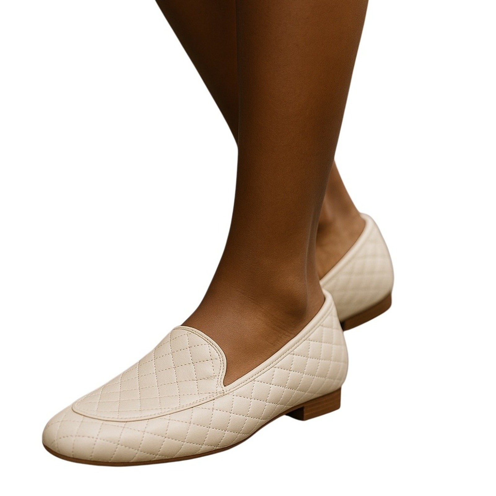 Onyx Quilted Leather Loafers Womens 8.5 EU39 Cream Slip On Flats NWOT