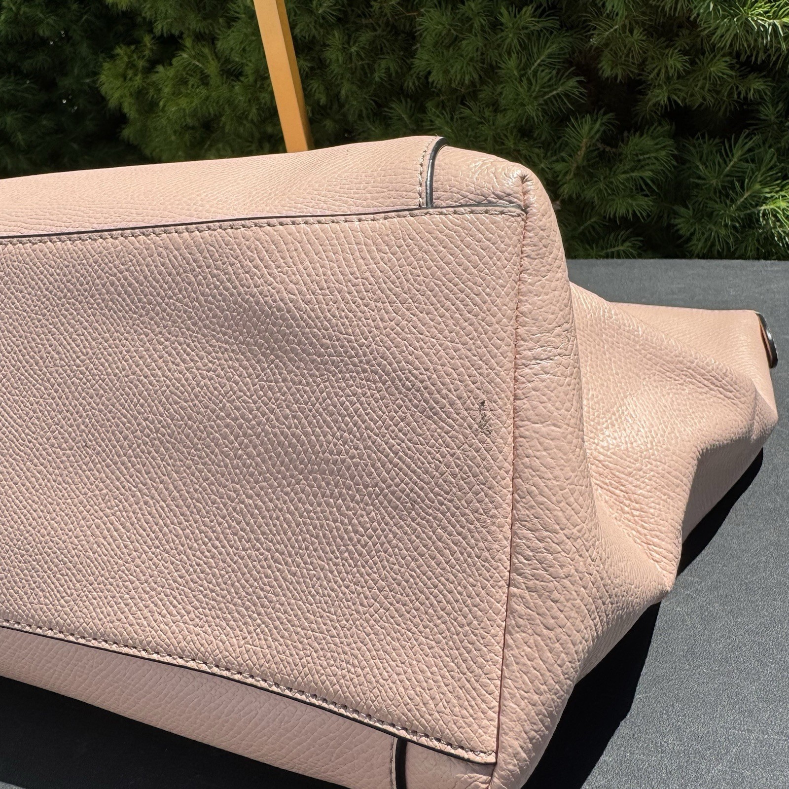 Coach Ava Chain Tote Handbag Pink Pebbled Leather