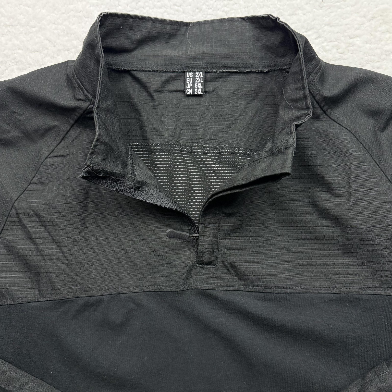 CRYSULLY Shirt Mens 2XL Black Quarter Zip Ripstop Mesh Elbow Pads Tactical