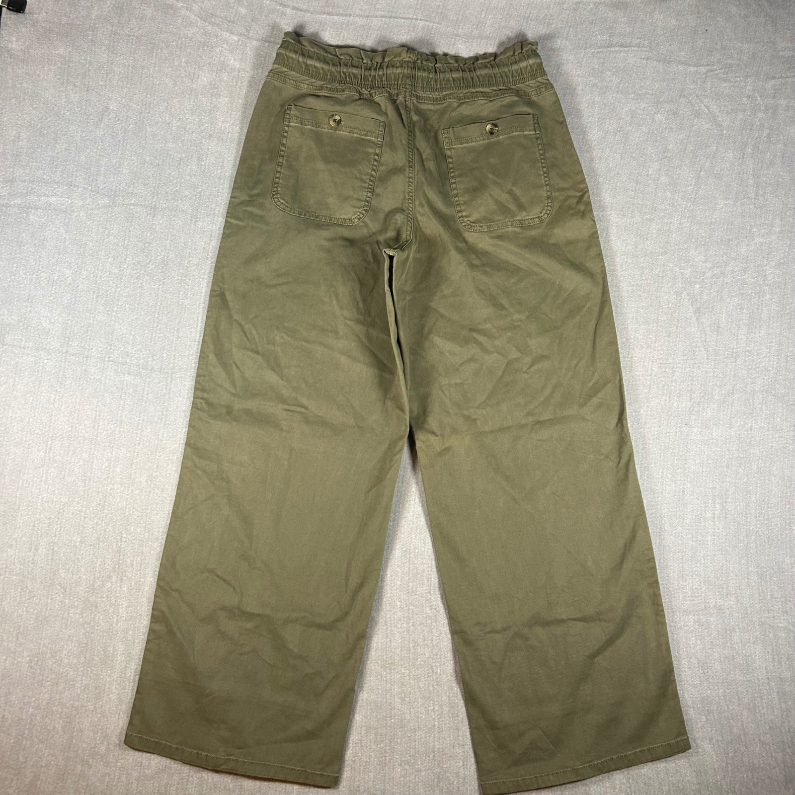 Sonoma Goods For Life Womens Olive Green Wide Leg Utility Paperbag Pants Size M