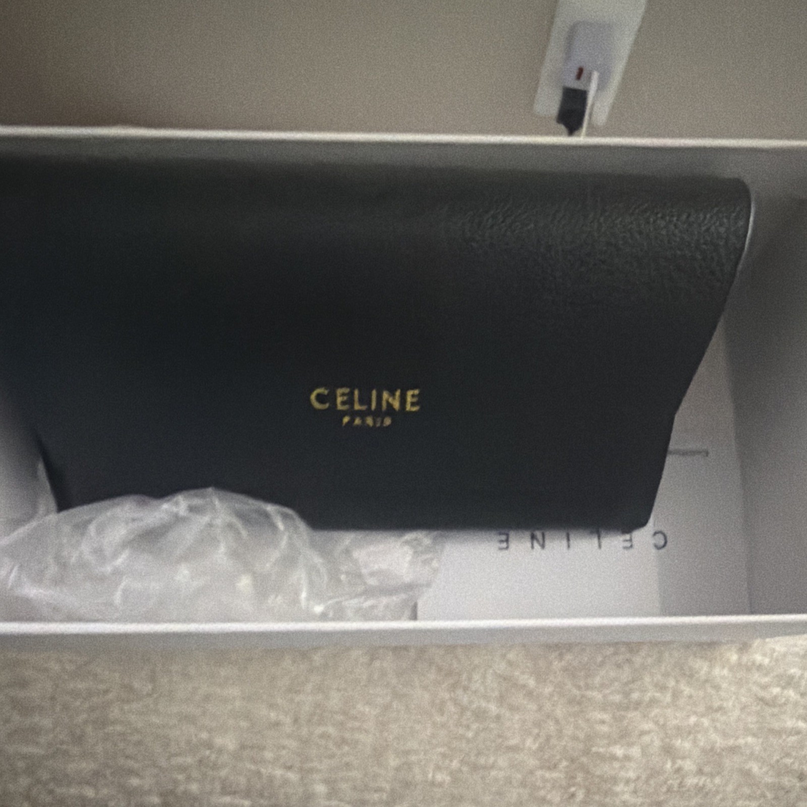 CELINE Women’s Oversized Oval Sunglasses Black Frame/Black Tinted Lens Logo