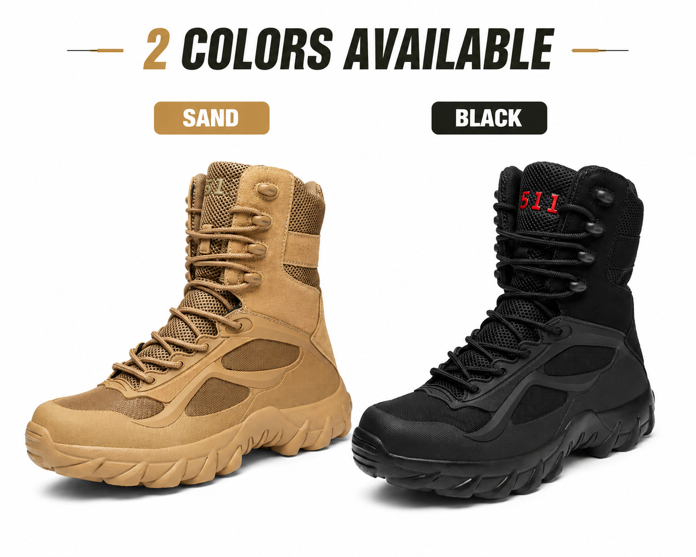 NORTIV8 Men’s Military Tactical Work Boots Side Zipper Hiking Combat Boots Shoes