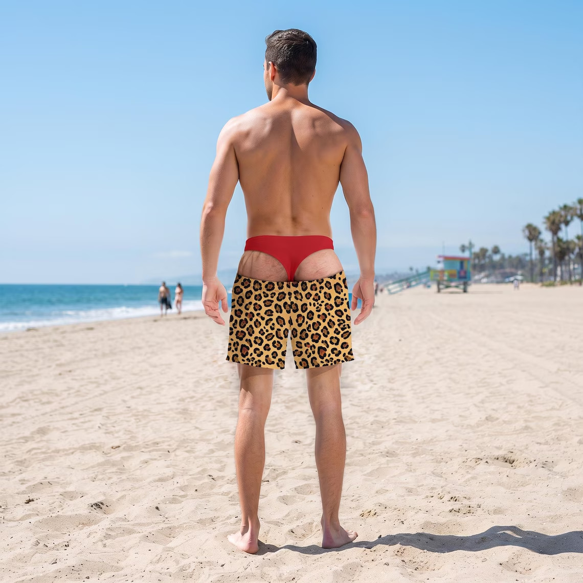 Funny Men’s Swim Trunks, Custom Fake Underwear Beach Shorts Size S-5XL