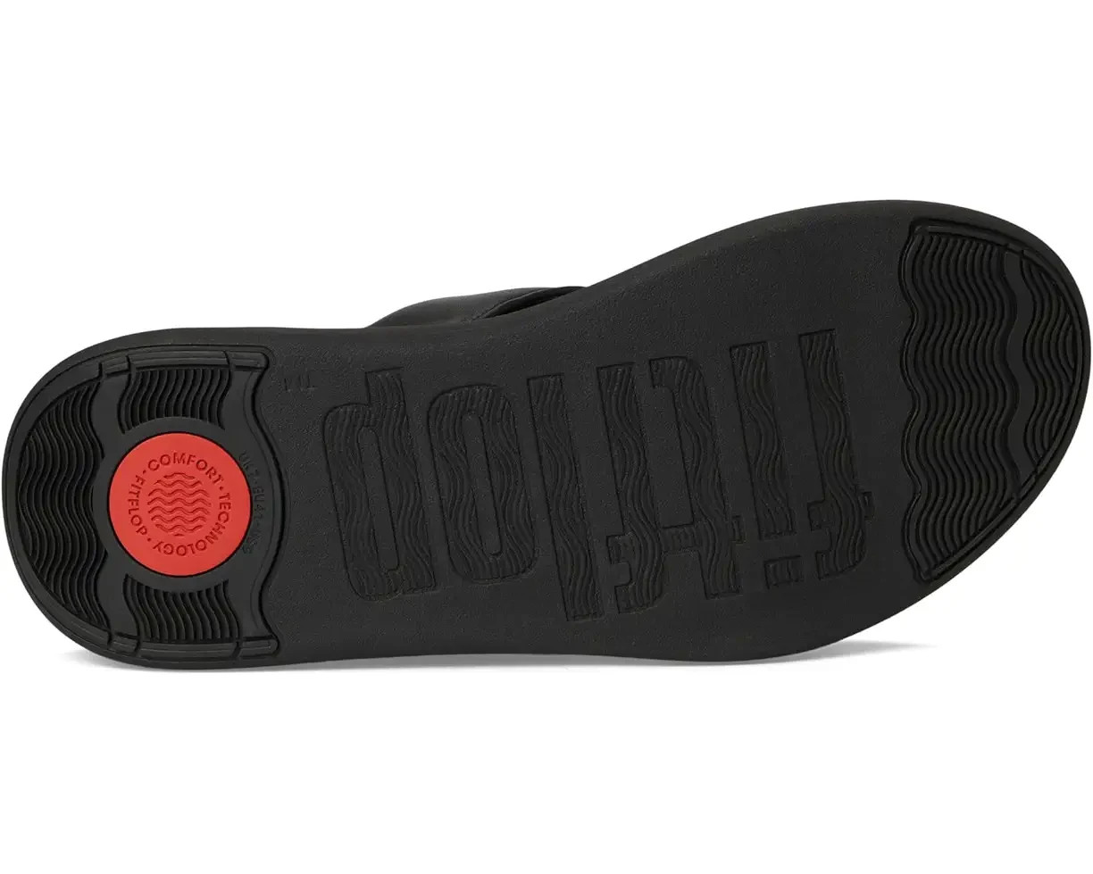 FitFlop F-mode Go Adjustable Flatform Toe Post Slides Sandal All Black Women 10M