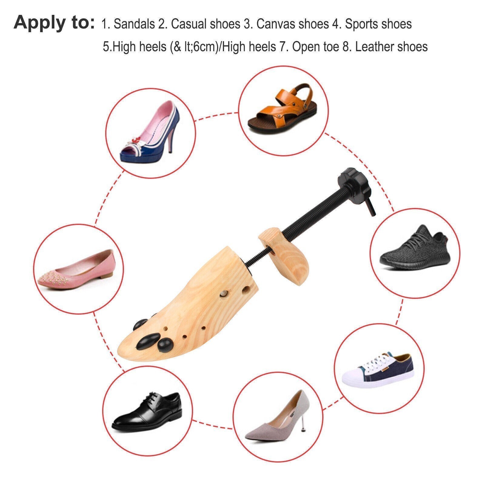 2025 One Pair 2-way Wooden Adjustable Shoe Stretcher for Men Women Size 9-13 New