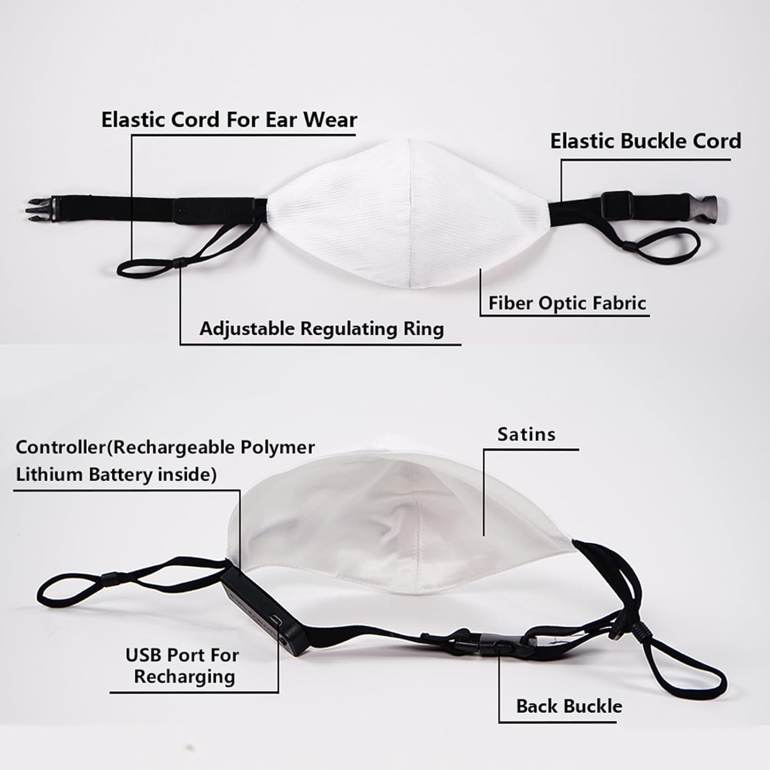Versatile LED Light-Up Mask for All Occasions – Rechargeable, Adjustable Fit