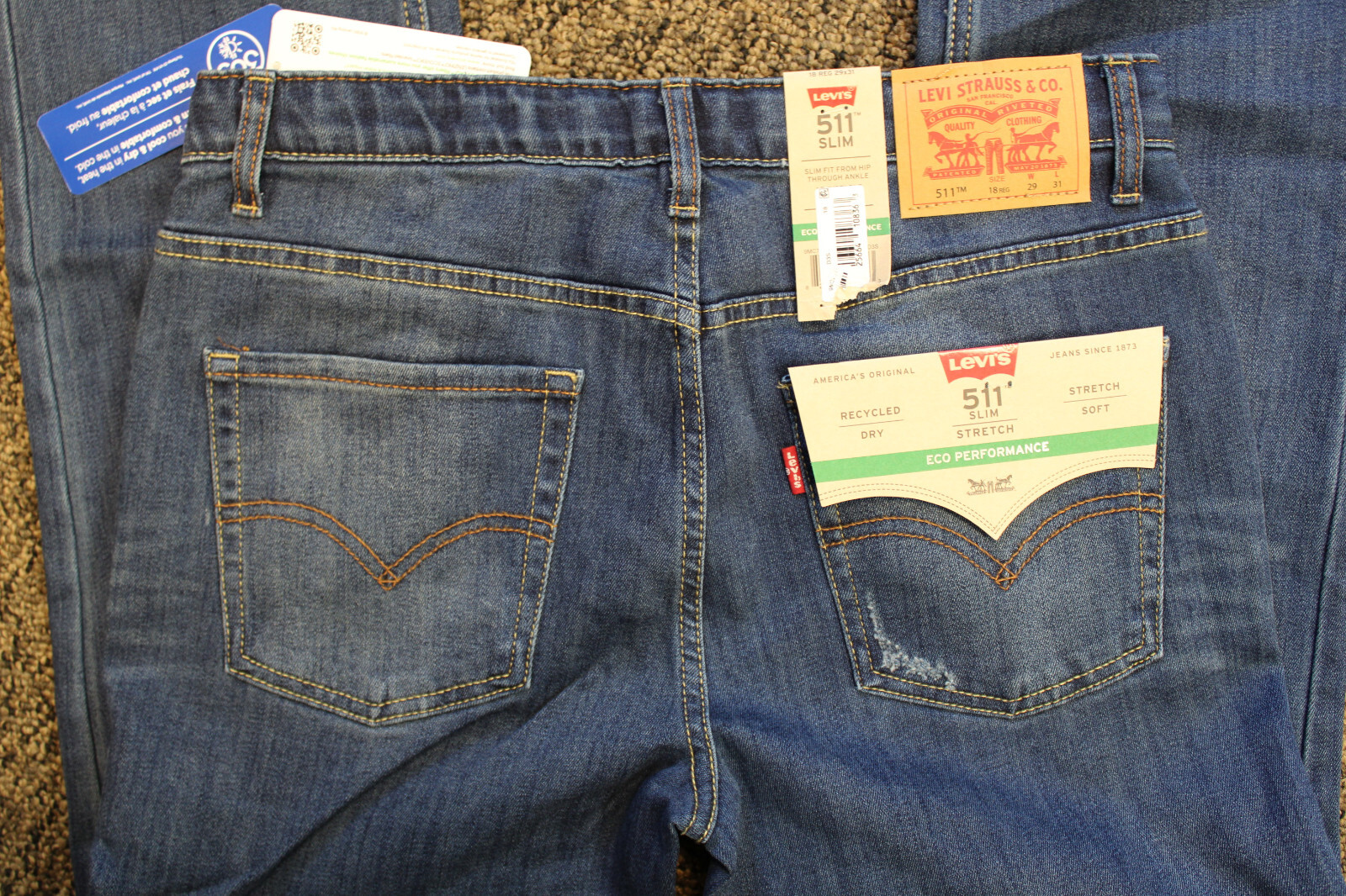 Levi’s 511 Boys Slim Performance Stretch DISTRESSED Jeans – 18 Regular – 29 x 31