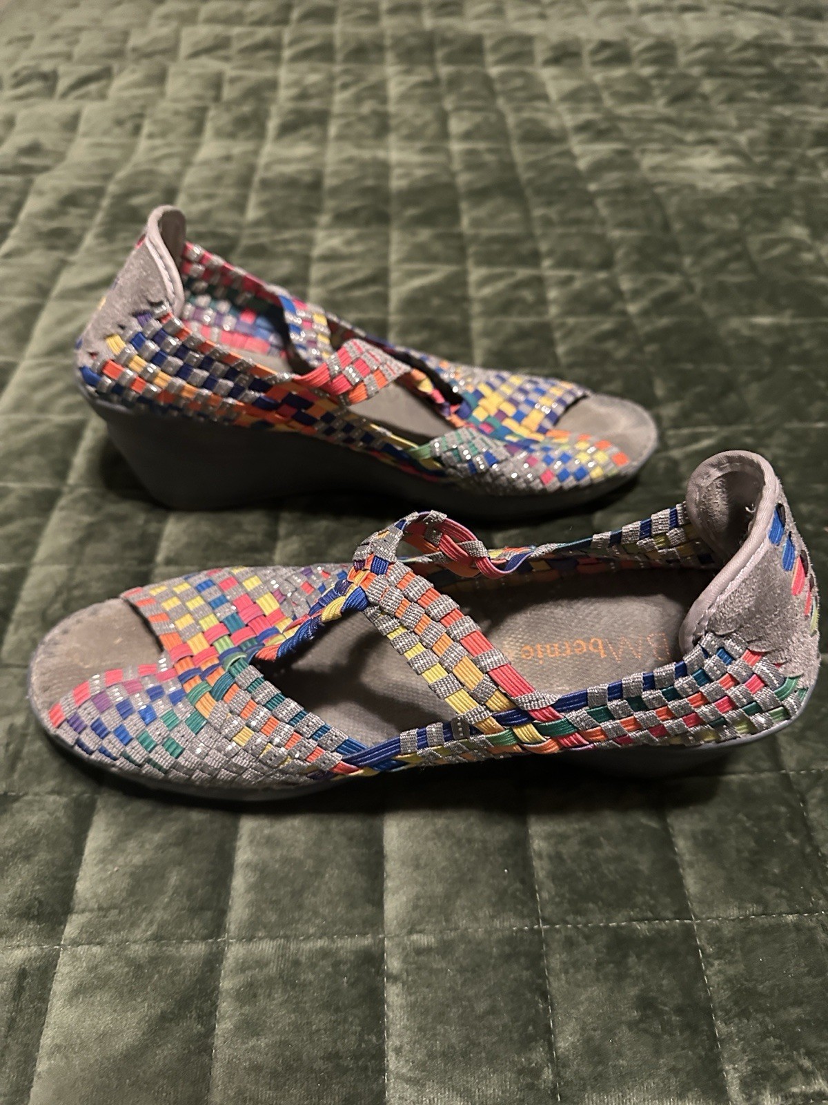 Baretraps Women’s Multicolor Gray Woven Strappy Wedge Slip On Sandals 10