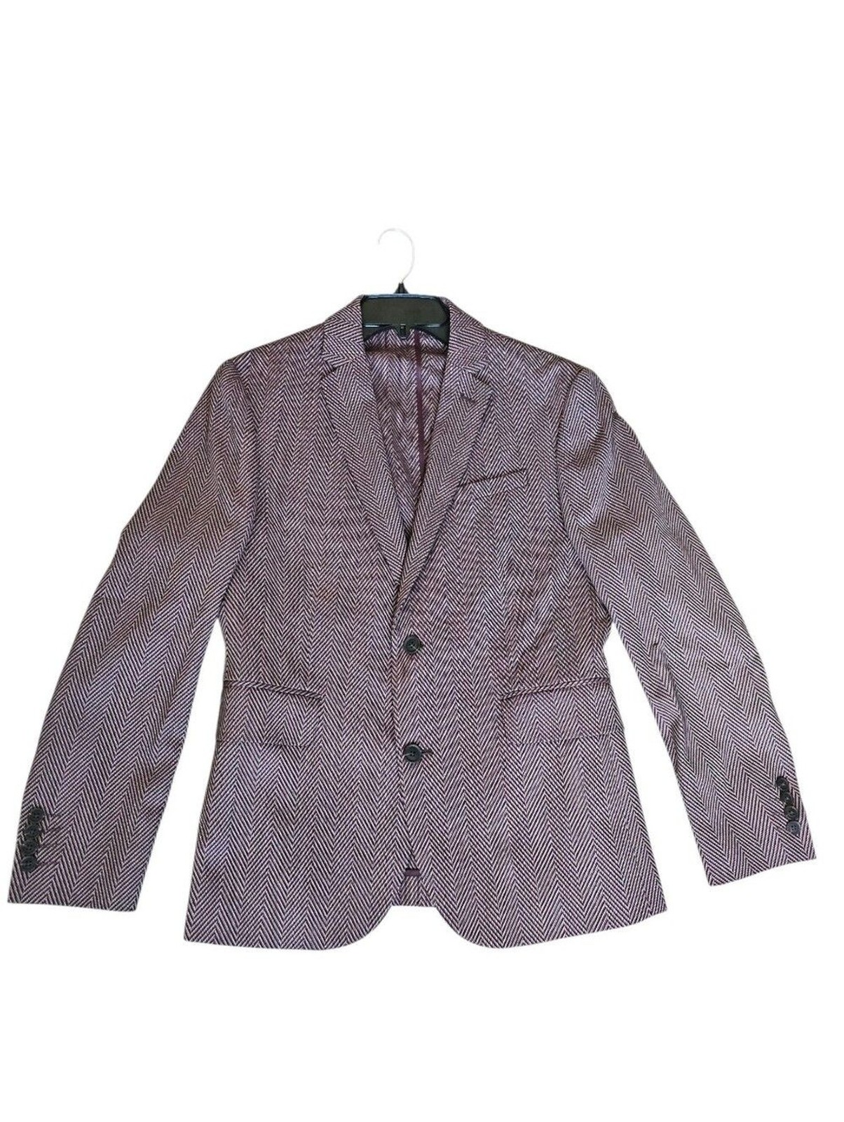 JF J.Ferrar Burgundy Herringbone Slim Fit Blazer Blazer Jacket – Size M (38/40S)