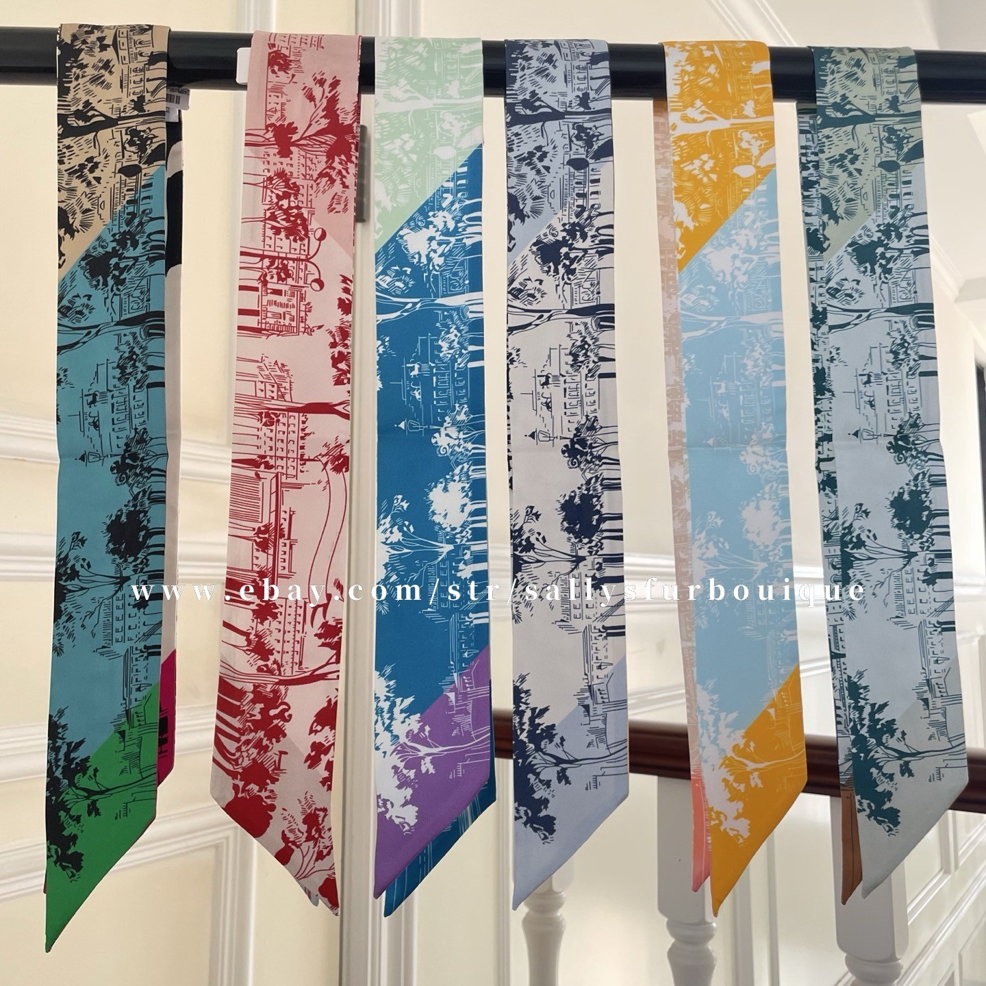 Quality 18 Momme Twill Silk Scarf Ribbon Street Print Necktie Headband 33″*2″