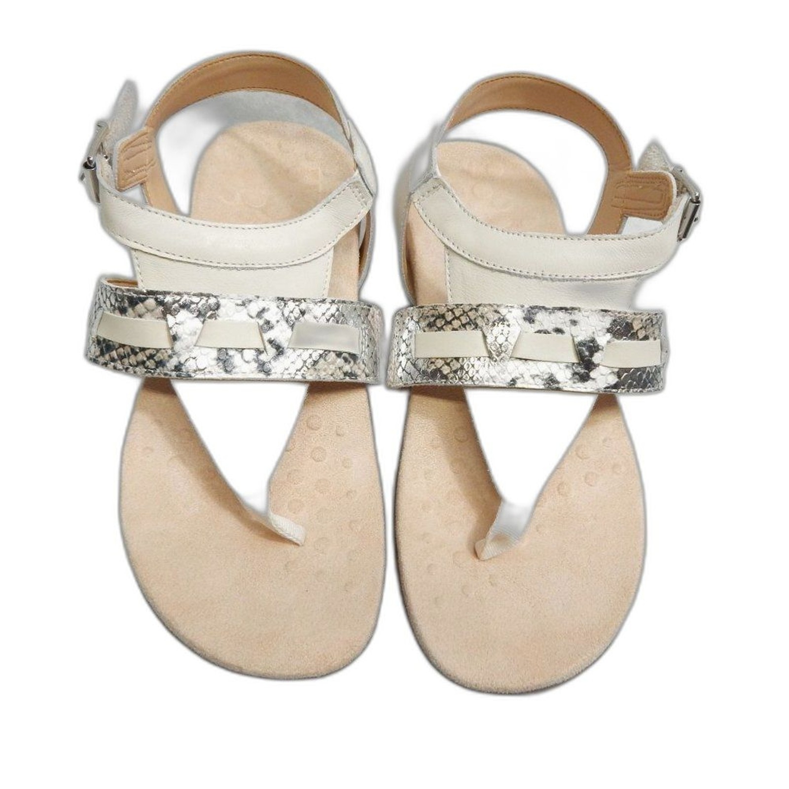 Vionic Women’s Strappy Cream & Snake Print Sandals Size: 8 Comfort