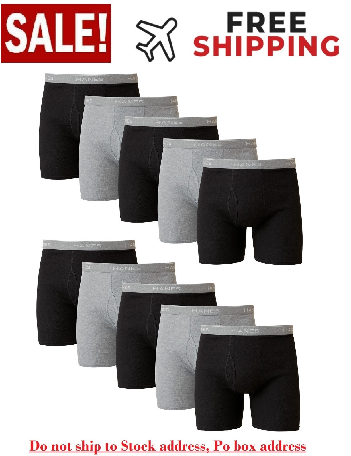 Hanes Men’s Super Value Pack Assorted Boxer Briefs, 10-Pack Soft and Breathable
