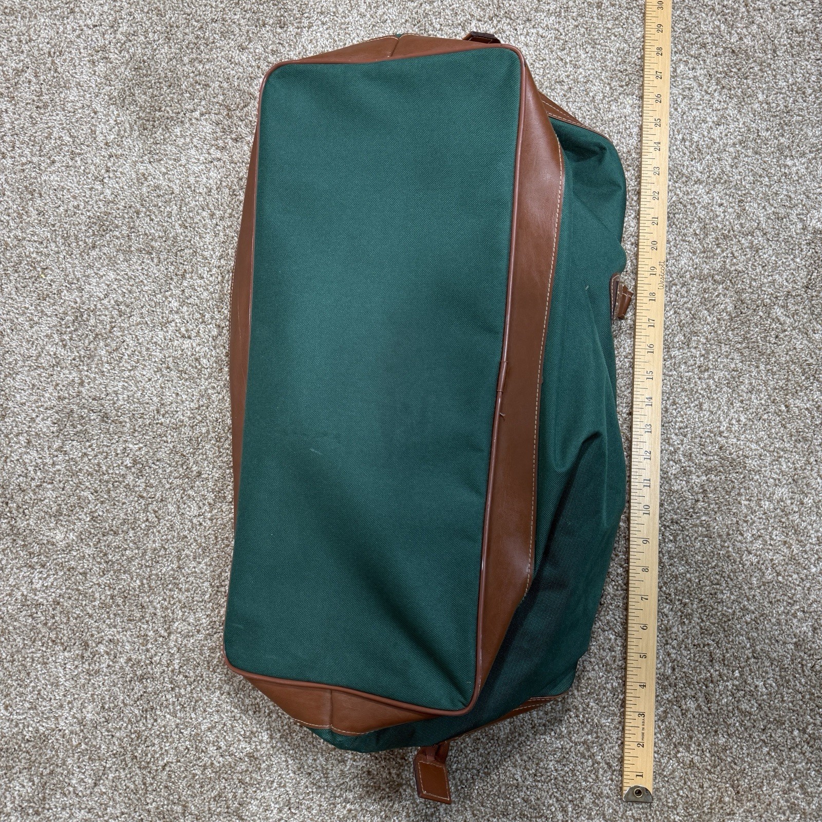 Vintage Polo Ralph Lauren Green Duffle Bag Weekend Travel Carry On Tote Suitcase