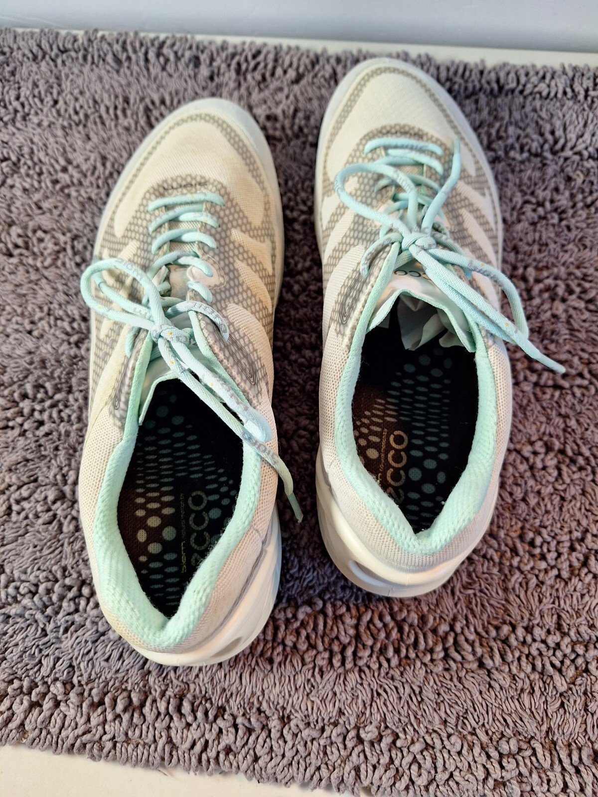 Ecco Biam Sneakers Womans 8 Gray Mint Green Crossfit Athletic Athlesier Active