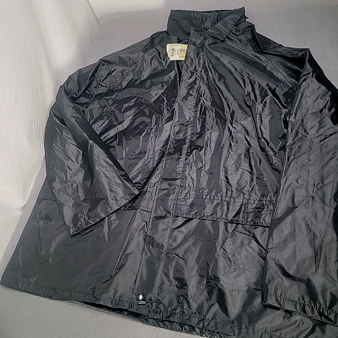 Mil-Tec Sturm Handels GmbH Rain Jacket Black Waterproof Hood In Collar (XL) NWT