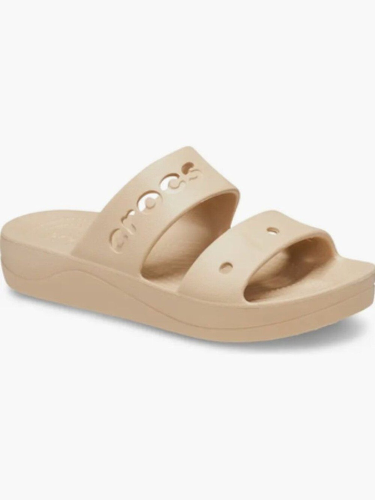 CROCS Baya Platform Slide Sandal Double Two Strap Wedge Chai Tan Beige Sz 7 NEW